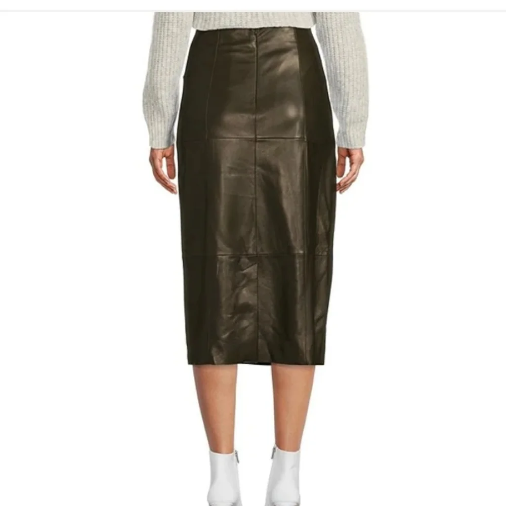 Antonio MelaniJulia Genuine Leather Faux Wrap Midi Skirt - Picture 8 of 8
